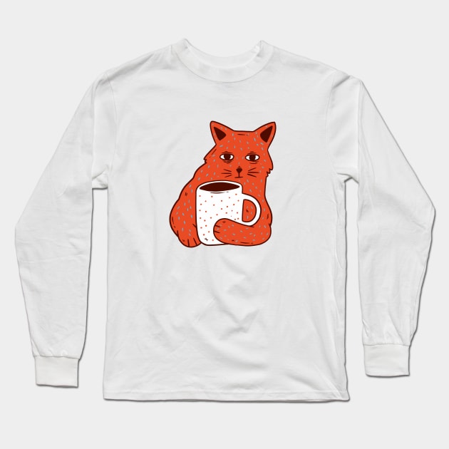 Coffee Cat Long Sleeve T-Shirt by LR_Collections